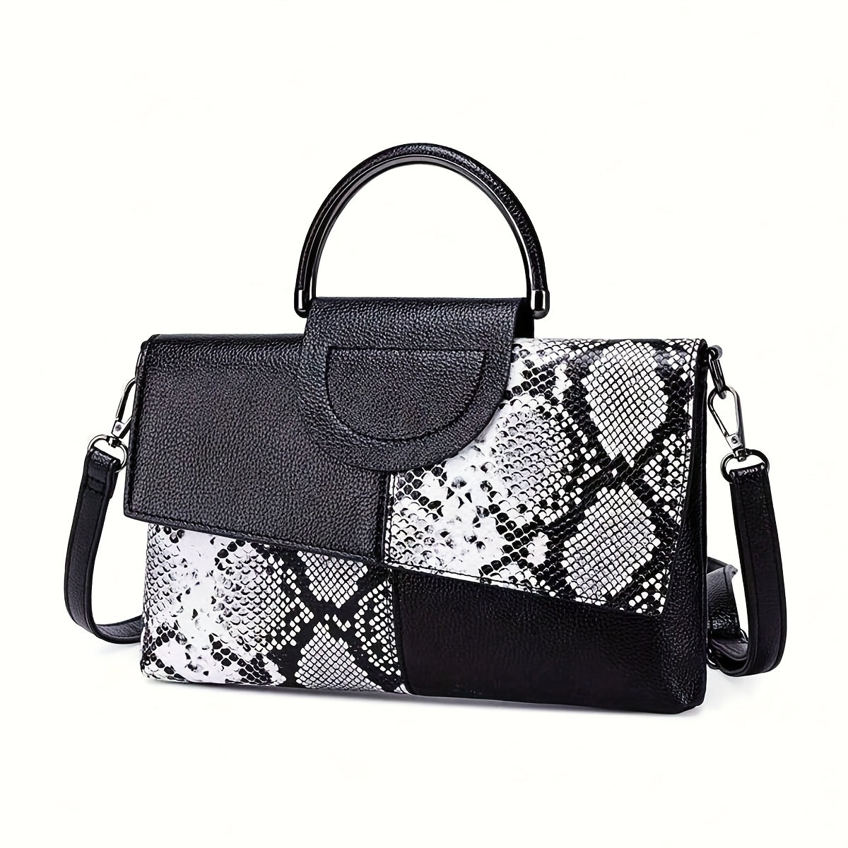 Women's Textured Clutch Bag with Snake Skin Detail – Bold & Elegant