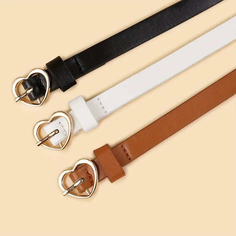 Heart Buckle Slim Belt
