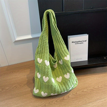 Heart Pattern Knit Bag