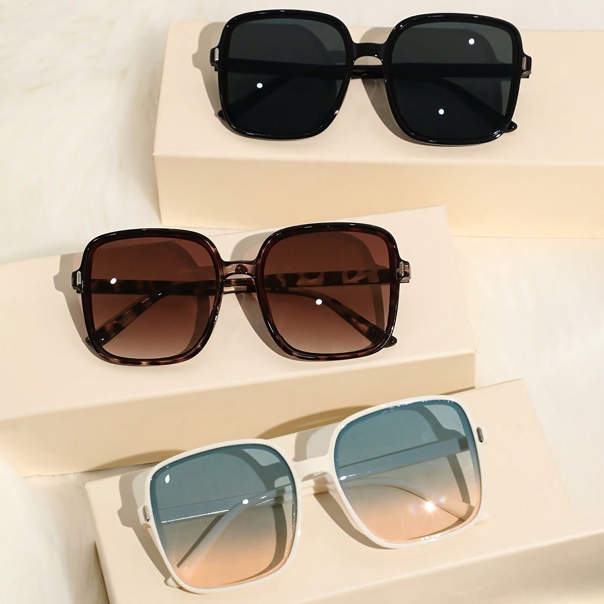 Moderne Sonnenbrille mit quadratischem Rahmen – 3 Stück