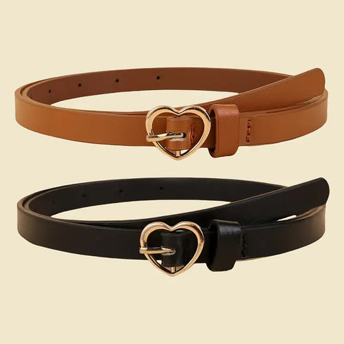 Heart Buckle Slim Belt
