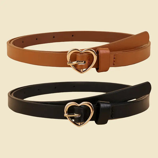 Heart Buckle Slim Belt