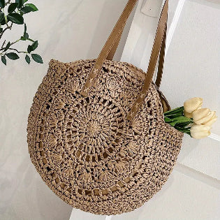 Round Straw Bag – Boho Chic Style