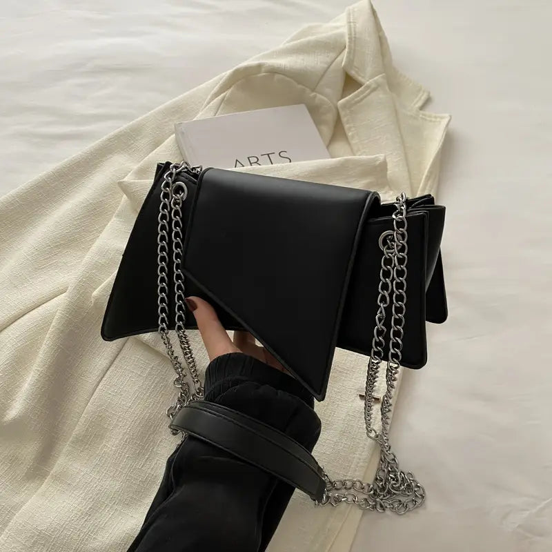 Geometric Shoulder Bag with Chain Strap