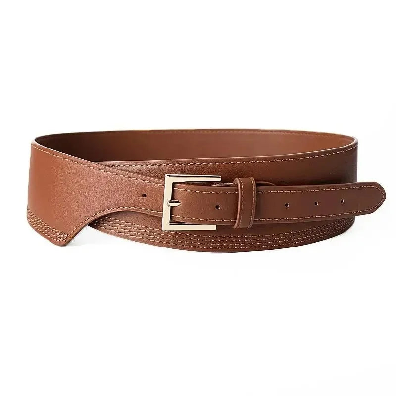 Women’s Wide Belt 6.5 cm (PU &amp; Gold Buckle)