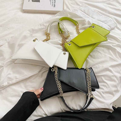 Geometric Shoulder Bag with Chain Strap