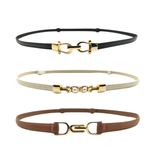 Women's Slim Belt with Elegant Buckle - 3PCs