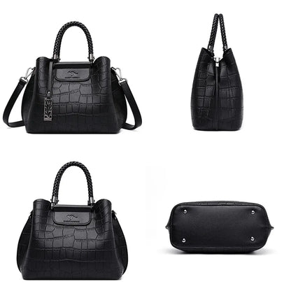 Elegant Croco Texture Women's Handbag with Braided Handle