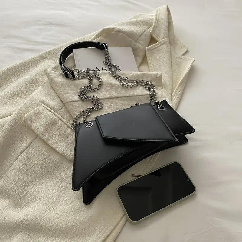 Geometric Shoulder Bag with Chain Strap