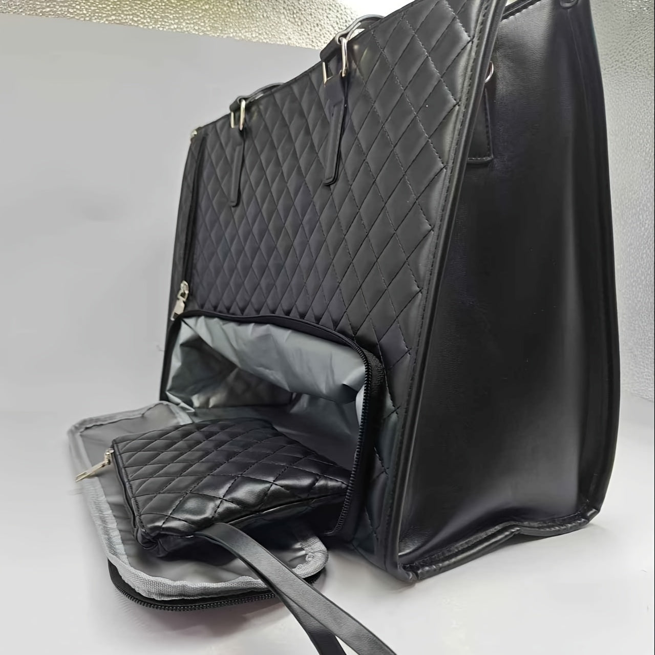 Large Women's Organizer Tote Bag with Bottom Compartment