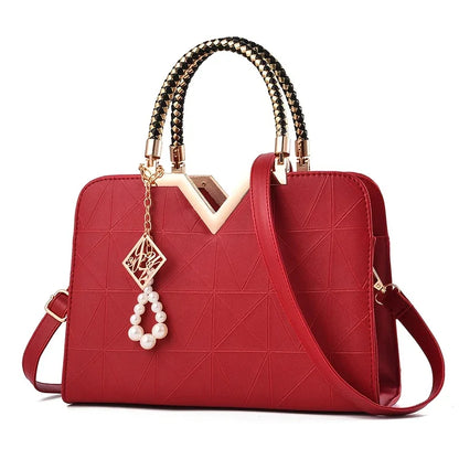 Structured Women’s Handbag with Gold Details & Braided Handle