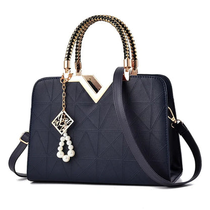 Structured Women’s Handbag with Gold Details & Braided Handle