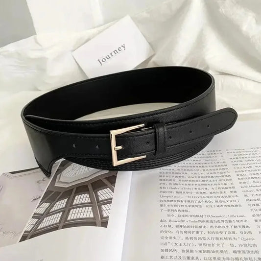 Women’s Wide Belt 6.5 cm (PU &amp; Gold Buckle)