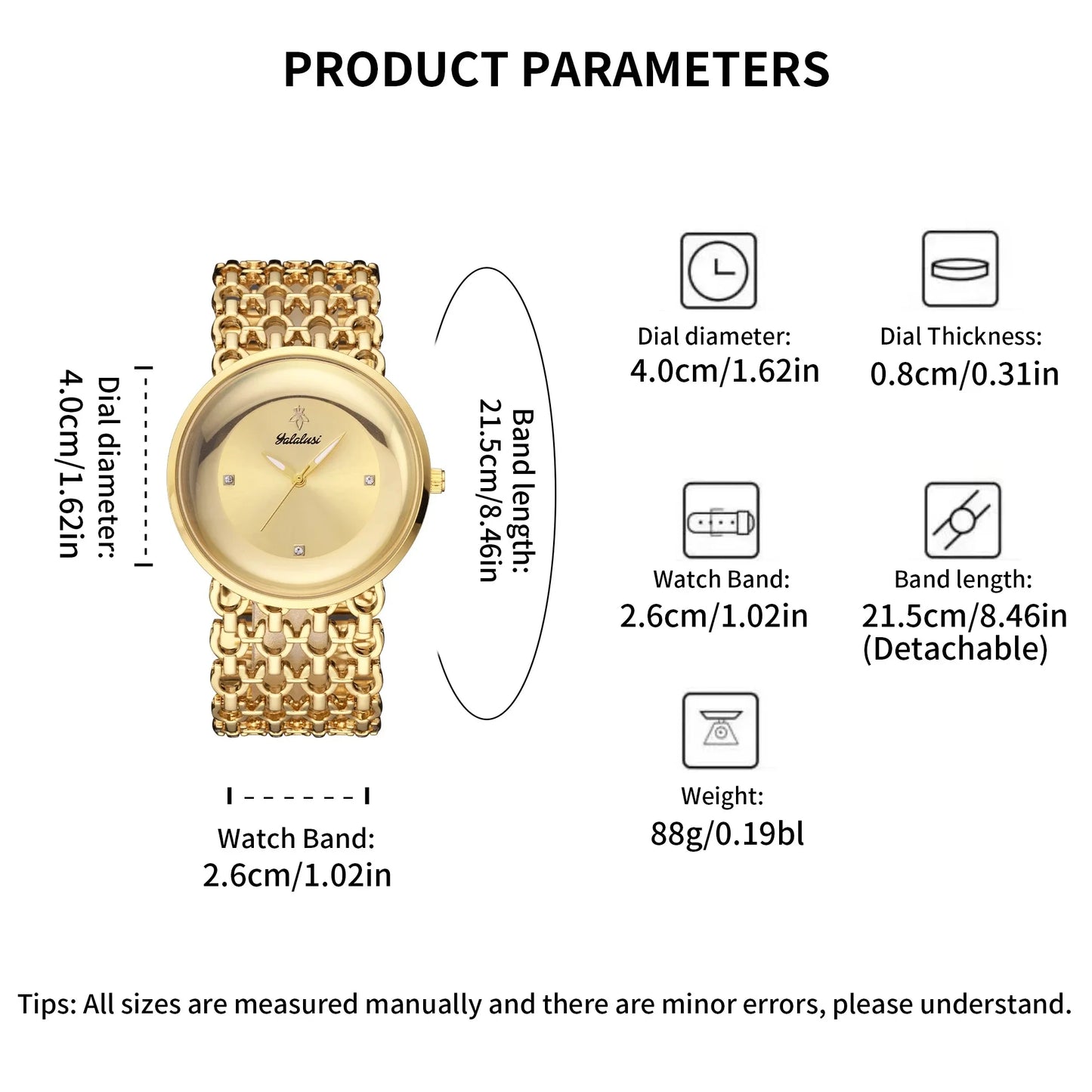 YaLaLuSi Women’s Luxury Quartz Watch (Gold Skeleton Bracelet)