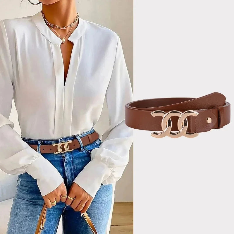 Women’s Belt 2.8 cm (Split Leather &amp; Retro Decorative)