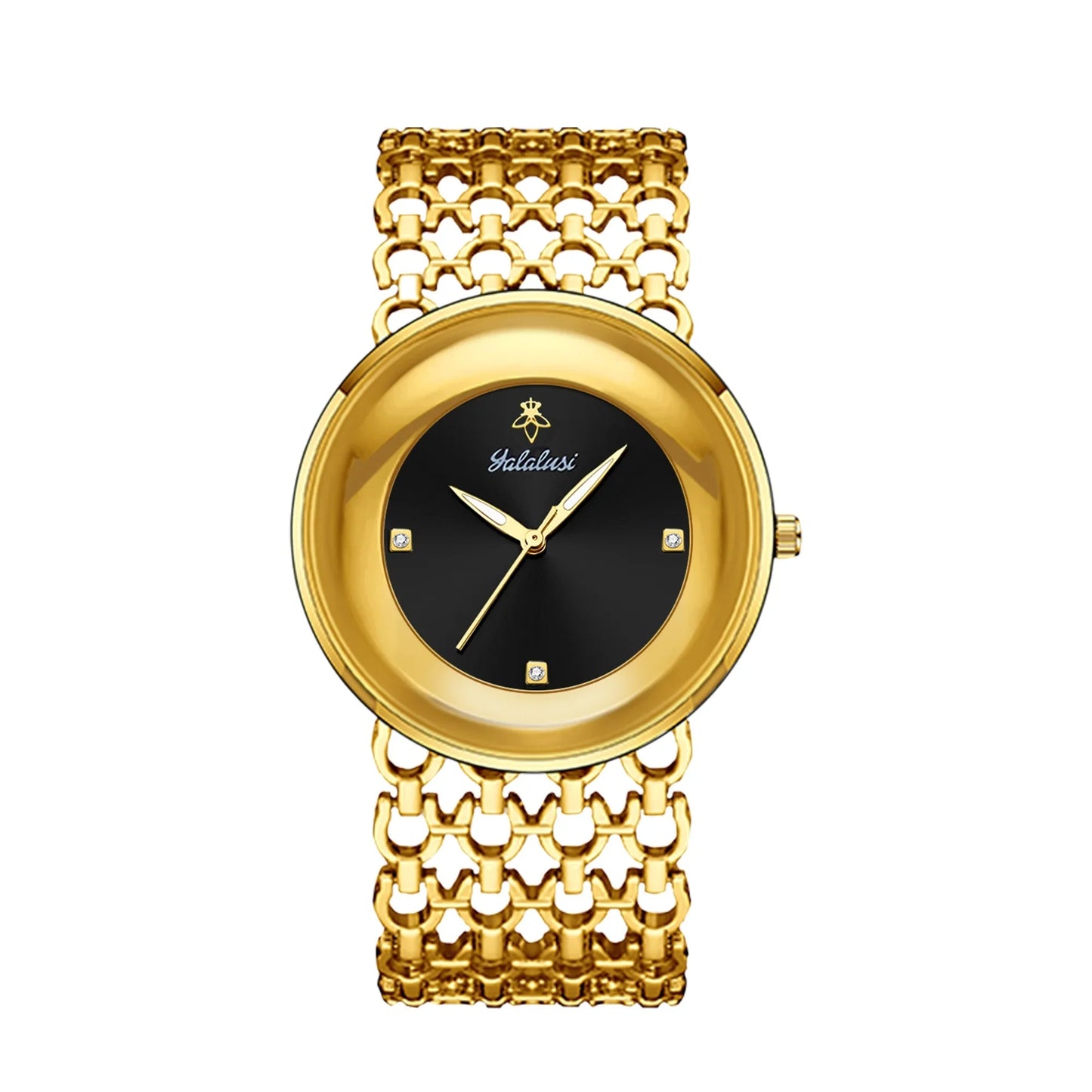 YaLaLuSi Women’s Luxury Quartz Watch (Gold Skeleton Bracelet)