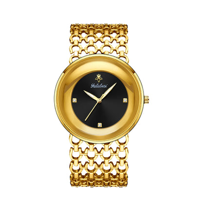 YaLaLuSi Women’s Luxury Quartz Watch (Gold Skeleton Bracelet)