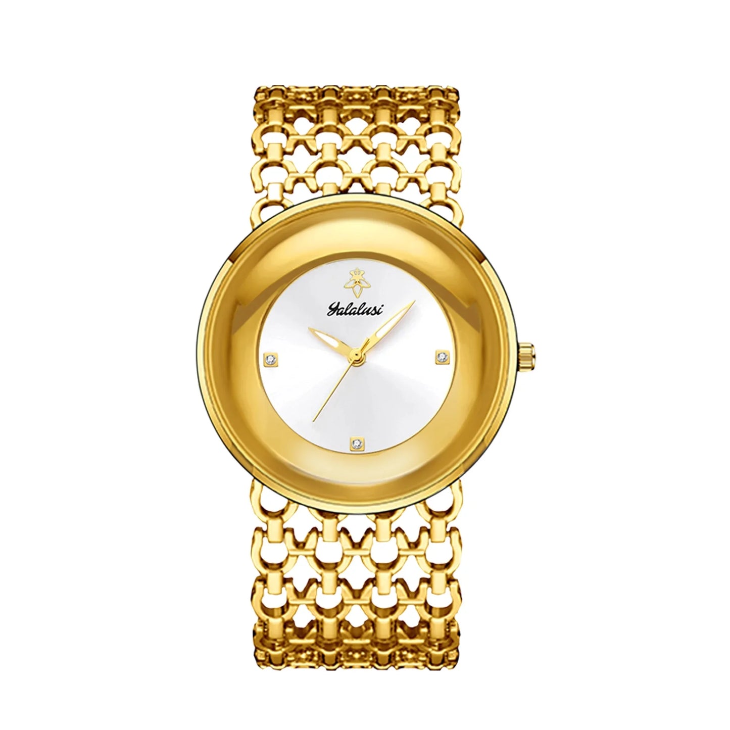 YaLaLuSi Women’s Luxury Quartz Watch (Gold Skeleton Bracelet)