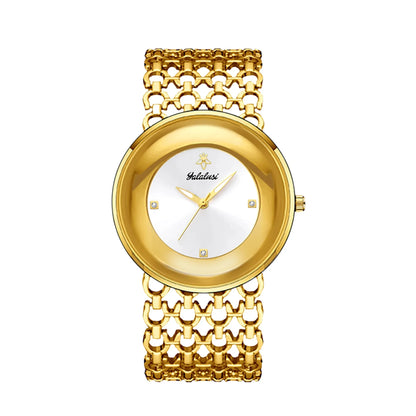 YaLaLuSi Women’s Luxury Quartz Watch (Gold Skeleton Bracelet)