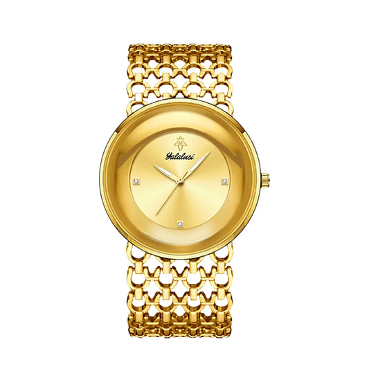 YaLaLuSi Women’s Luxury Quartz Watch (Gold Skeleton Bracelet)